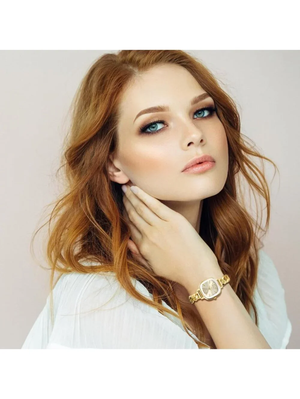 Women's Gold Analog Quartz Elegant Stainless Steel Square Bracelet Wrist Watch